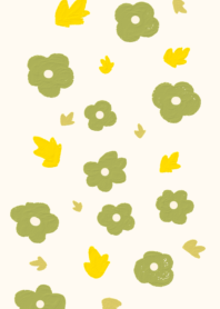 Green flowers with dry leaves