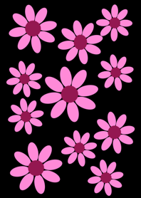 Pink flower [ Black ] No.2-2