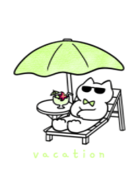 light green ribbon cat(vacation)