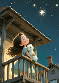 Cute Girl and Night Sky V.25