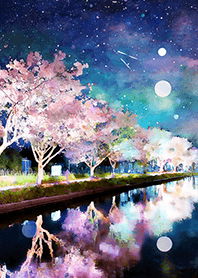 Beautiful night cherry blossoms#552