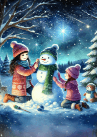 Little Girls and Snowman V.2
