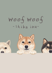 Woof Woof - Shiba inu - GREEN GRAY