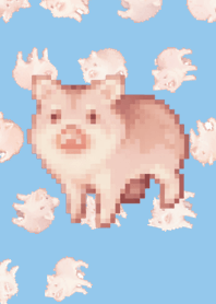 Pig Random Theme Pixel Blue02