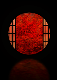 Autumn Japanese garden[round window]