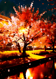 Beautiful night cherry blossoms#609