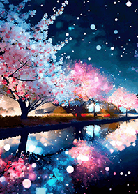Beautiful night cherry blossoms#1643