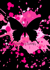 Splash Paint Butterfly Pink Black Line Theme Line Store
