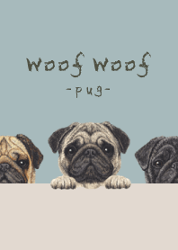 Woof Woof - Pug - BLUE GRAY