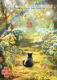 Cat and hydrangea Increased luck2
