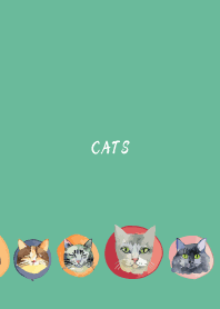 holiday cats on blue green