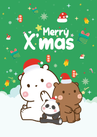 Three Bear Chic Christmas Day Green