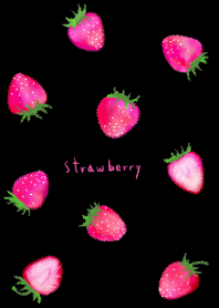 Watercolor strawberry: black pink2