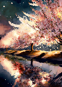 Beautiful night cherry blossoms#798
