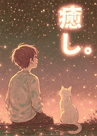 Boy and Cat Gazing at the Stars 1P