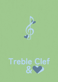 Treble Clef&heart blue flower