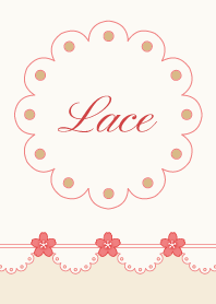 Lace 002-2 Cherry blossoms/Beige/Crimson