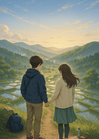 Misty Terrace Morning Valley View