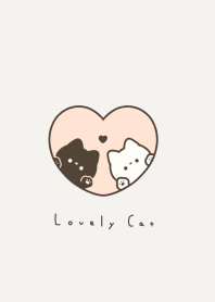 Pair Cats in Heart(line)/coffee pink.