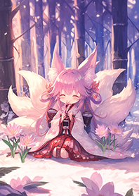 在雪地的粉紅狐狸❤