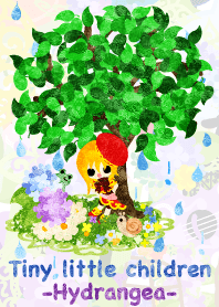 紫陽花と可愛い小人