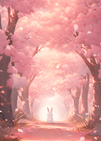 太陽の光輝く桜×うさぎ！