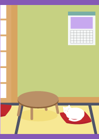 Cat in a room on purple