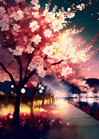 Beautiful night cherry blossoms#756