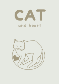 cat & heart Mist White