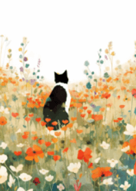 แมวในทุ่งดอกไม้