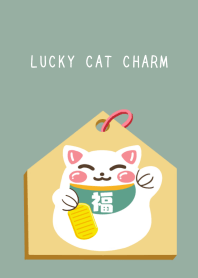 LUCKY CAT CHARM-DUSTY GREEN