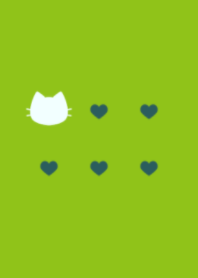 cute cat&heart.(light green&blue)