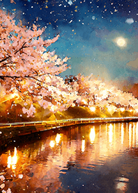 Beautiful night cherry blossoms#1