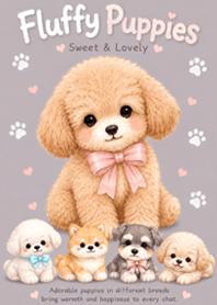 Greige Fluffy Cute Puppies