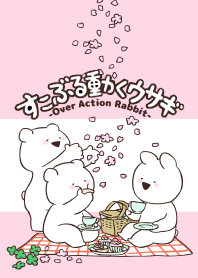 Over Action Rabbit Cherry Blossoms Line Theme Line Store