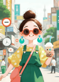Cute Girl and Bubble Milk Tea V.5