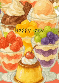 various parfaits2 on red & yellow