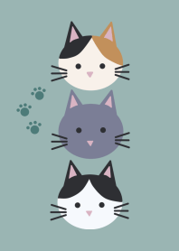 シンプル・ねこ/くすみグリーン
