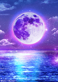 Purple moon and shining sea