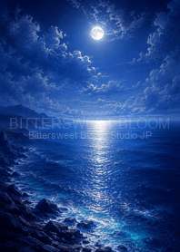 Moonlit Seaside Blue Night | Bitasui