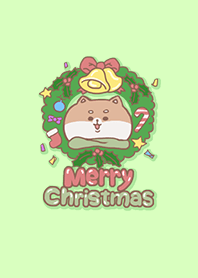 misty cat-Shiba Merry Christmas green