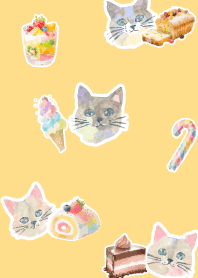 Sweets and cats2 brown & yellow J