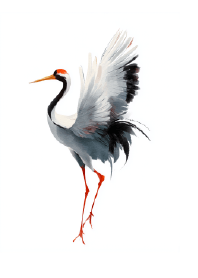 Auspicious Watercolor Crane Dance