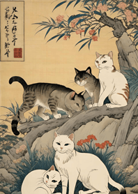 A bunch of cats Ukiyo-e MU4o7