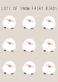 LOTS OF SNOW FAIRY BIRDS-BEIGEj