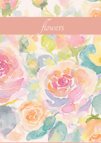 Pastel Roses3 on pink & blue