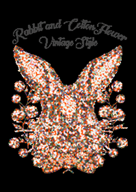 Rabbit and Cotton Flower Vintage Style