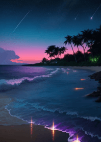 夏夜星空 海邊 沙灘 Q9Y9J