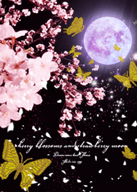 Cherry Blossoms and Butterfly  Moon