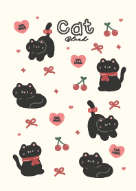 Cat black cute : cherry minimal